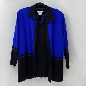 Ming Wang Women's Blue and Black Sweater And Shell